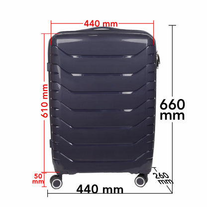 Troler voiaj Mare L, StowAway, Naimeed D5968, 4 roti duble 360 grade detasabile , PP, inchidere cifru, Mov Inchis, 44x26x61cm