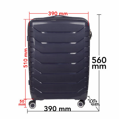 Troler voiaj Mediu M, StowAway, Naimeed D5968, 4 roti duble 360 grade detasabile , PP, inchidere cifru, Mov Inchis, 39x22x51cm