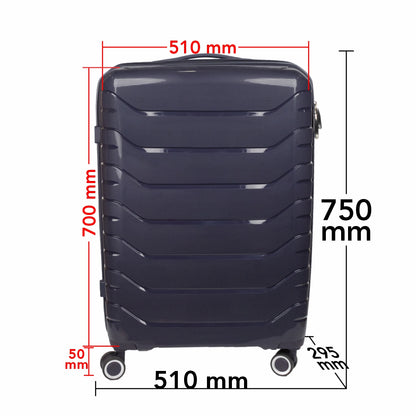 Troler voiaj Mare XL, StowAway, Naimeed D5968, 4 roti duble 360 grade detasabile , PP, inchidere cifru, Mov Inchis, 51x29.5x70cm