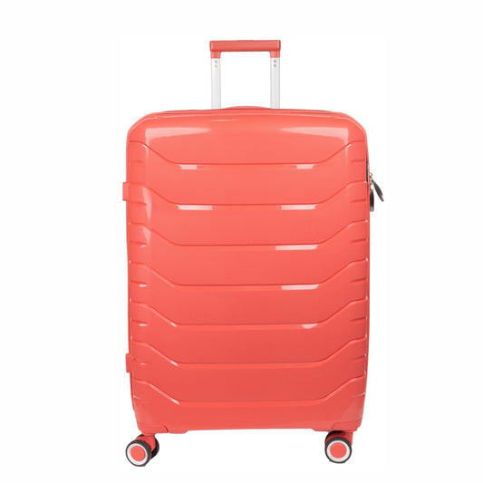 Troler voiaj Mare L, StowAway, Naimeed D5969, 4 roti duble 360 grade detasabile , PP, inchidere cifru, Rosu, 44x26x61cm