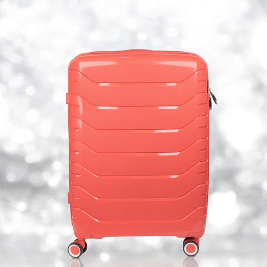 Troler voiaj Mare L, StowAway, Naimeed D5969, 4 roti duble 360 grade detasabile , PP, inchidere cifru, Rosu, 44x26x61cm
