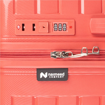 Troler voiaj Mare L, StowAway, Naimeed D5969, 4 roti duble 360 grade detasabile , PP, inchidere cifru, Rosu, 44x26x61cm