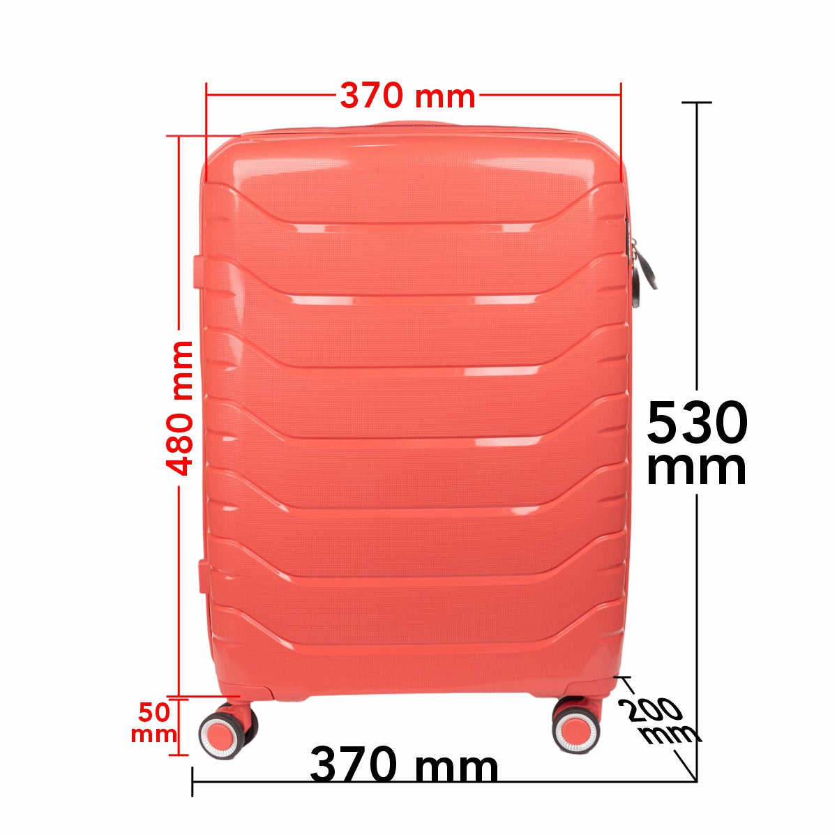 Troler voiaj Mic S, StowAway, Naimeed D5969, 4 roti duble 360 grade detasabile , PP, inchidere cifru, Rosu, 37x20x48cm