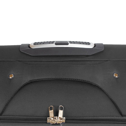 Troler voiaj Mediu, Naimeed D5971, 4 roti duble 360 grade, material textil, inchidere cifru, Negru, 41x27x62cm