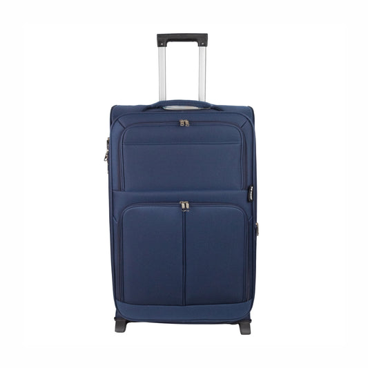 Troler voiaj Mediu, Naimeed D5976, 2 roti, material textil, inchidere cifru, Albastru, 40x28x63cm