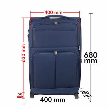 Troler voiaj Mediu, Naimeed D5976, 2 roti, material textil, inchidere cifru, Albastru, 40x28x63cm
