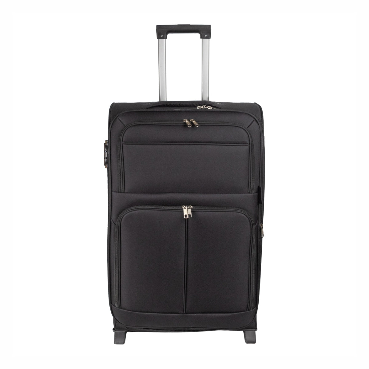 Troler voiaj Mare, Naimeed D5978, 2 roti, material textil, inchidere cifru, Negru, 45x30x73cm