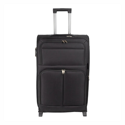Troler voiaj Mare, Naimeed D5978, 2 roti, material textil, inchidere cifru, Negru, 45x30x73cm