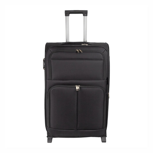 Troler voiaj Mare, Naimeed D5978, 2 roti, material textil, inchidere cifru, Negru, 45x30x73cm
