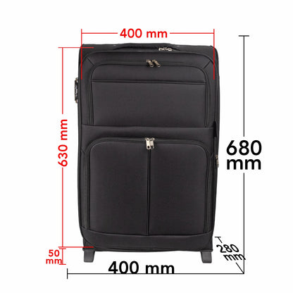 Troler voiaj Mediu, Naimeed D5978, 2 roti, material textil, inchidere cifru, Negru, 40x28x63cm