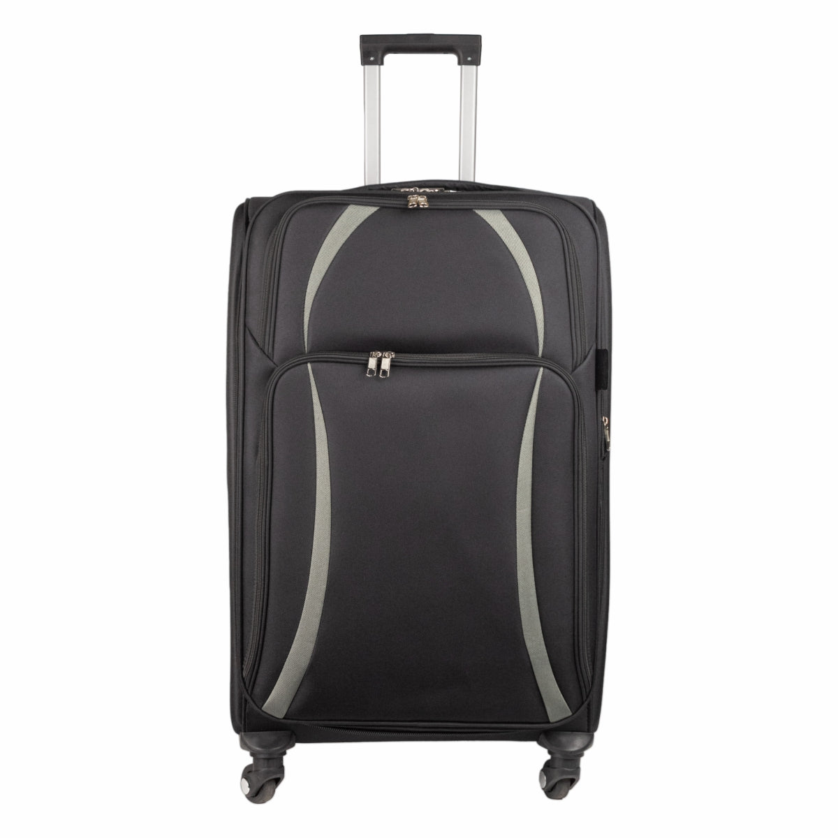 Troler voiaj Mare, Naimeed D5979, 4 roti, material textil, inchidere cifru, Negru, 45x30x73cm
