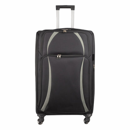 Troler voiaj Mare, Naimeed D5979, 4 roti, material textil, inchidere cifru, Negru, 45x30x73cm
