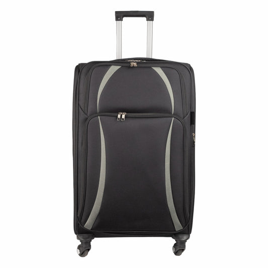 Troler voiaj Mare, Naimeed D5979, 4 roti, material textil, inchidere cifru, Negru, 45x30x73cm