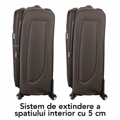 Troler voiaj Mare, Naimeed D5982, 4 roti, material textil, inchidere cifru, Maro, 45x30x73cm