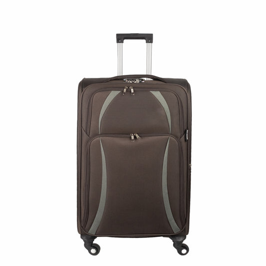 Troler voiaj Mic, Naimeed D5982, 4 roti, material textil, inchidere cifru, Maro, 35.5x26x52cm