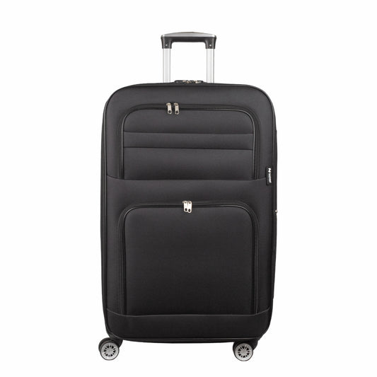 Troler voiaj Mediu, Naimeed D5992, 4 roti, material textil, inchidere cifru, Negru, 43x27x63cm