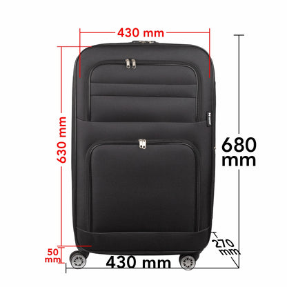 Troler voiaj Mediu, Naimeed D5992, 4 roti, material textil, inchidere cifru, Negru, 43x27x63cm