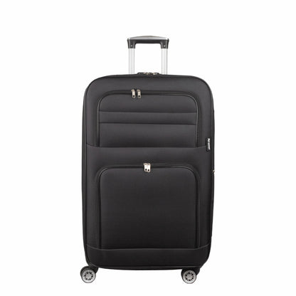 Troler voiaj Mic, Naimeed D5992, 4 roti, material textil, inchidere cifru, Negru, 37x24x55cm