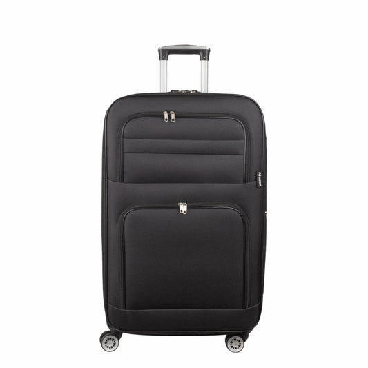 Troler voiaj Mic, Naimeed D5992, 4 roti, material textil, inchidere cifru, Negru, 37x24x55cm