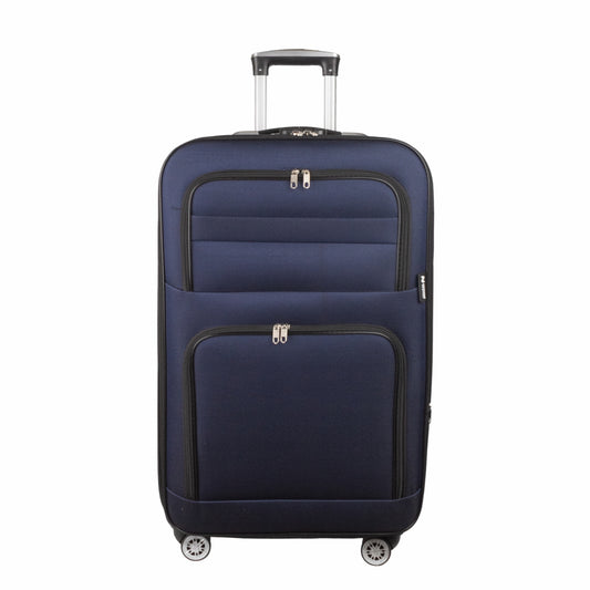 Troler voiaj Mediu, Naimeed D5993, 4 roti, material textil, inchidere cifru, Albastru, 43x27x63cm