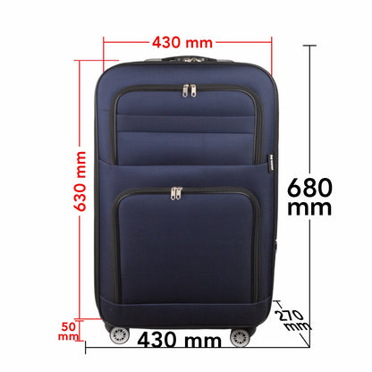 Troler voiaj Mediu, Naimeed D5993, 4 roti, material textil, inchidere cifru, Albastru, 43x27x63cm