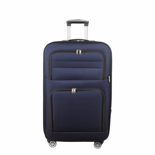 Troler voiaj Mic, Naimeed D5993, 4 roti, material textil, inchidere cifru, Albastru, 37x24x55cm