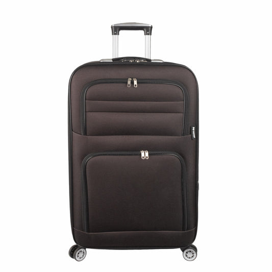 Troler voiaj Mediu, Naimeed D5995, 4 roti, material textil, inchidere cifru, Maro, 43x27x63cm