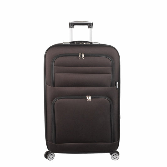 Troler voiaj Mic, Naimeed D5995, 4 roti, material textil, inchidere cifru, Maro, 37x24x55cm