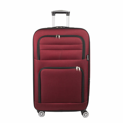 Troler voiaj Mediu, Naimeed D5996, 4 roti, material textil, inchidere cifru, Rosu, 43x27x63cm