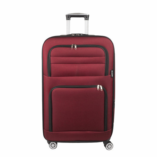 Troler voiaj Mediu, Naimeed D5996, 4 roti, material textil, inchidere cifru, Rosu, 43x27x63cm