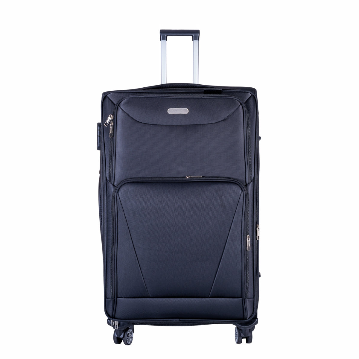 Troler voiaj Mediu, Naimeed D5998, 4 roti duble 360 grade, material textil, inchidere cifru, Negru, 41x23x68cm