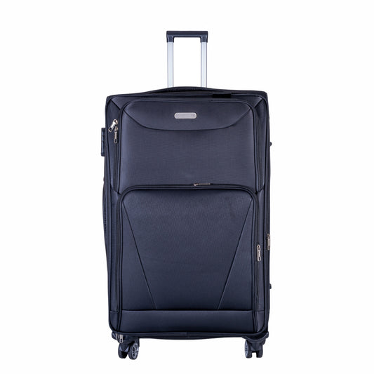 Troler voiaj Mediu, Naimeed D5998, 4 roti duble 360 grade, material textil, inchidere cifru, Negru, 41x23x68cm