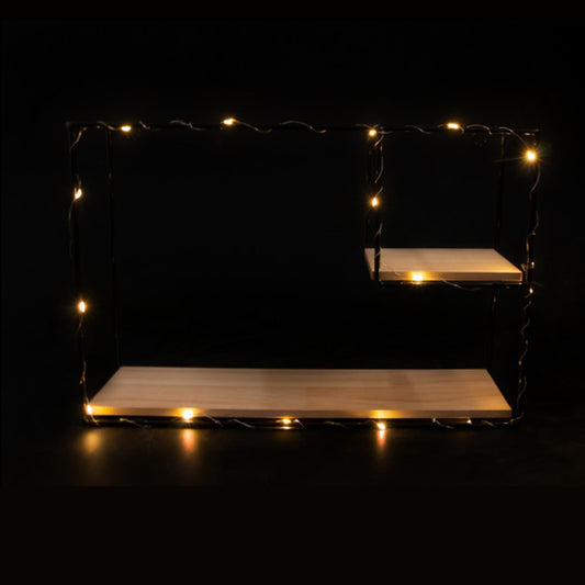 Etajera suspendata, negru cu luminite Led, Naimeed D59N, 38*25*11 cm