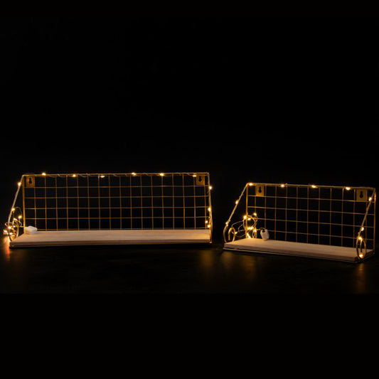 Set 2 etajere suspendate, Luminite Led, Auriu, Naimeed D60, 45x15x13 cm
