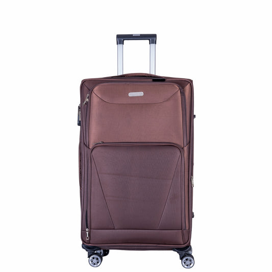 Troler voiaj Mic, Naimeed D6000, 4 roti duble 360 grade, material textil, inchidere cifru, Maro, 35x21x58cm