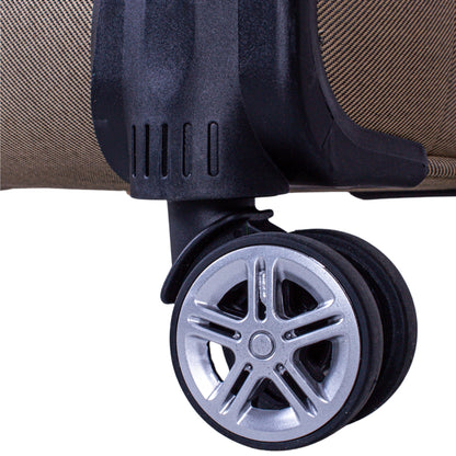 Troler voiaj Mic, Naimeed D6001, 4 roti duble 360 grade, material textil, inchidere cifru, Crem, 35x21x58cm