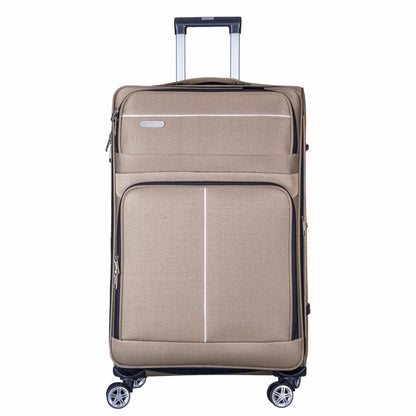 Troler voiaj Mare, Naimeed D6001, 4 roti duble 360 grade, material textil, inchidere cifru, Crem, 46x27x78cm