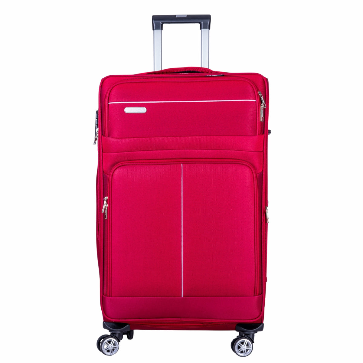 Troler voiaj Mare, Naimeed D6002, 4 roti duble 360 grade, material textil, inchidere cifru, Rosu, 46x27x78cm