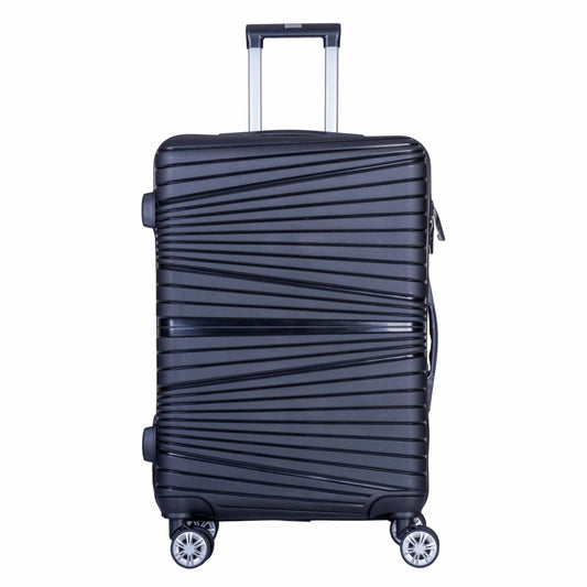 Troler voiaj Mare, Naimeed D6005, 4 roti duble 360 grade, PP, inchidere cifru, Negru, 45x24.5x69cm