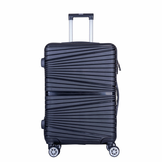 Troler voiaj Mediu, Naimeed D6005, 4 roti duble 360 grade, PP, inchidere cifru, Negru, 37x22x52cm