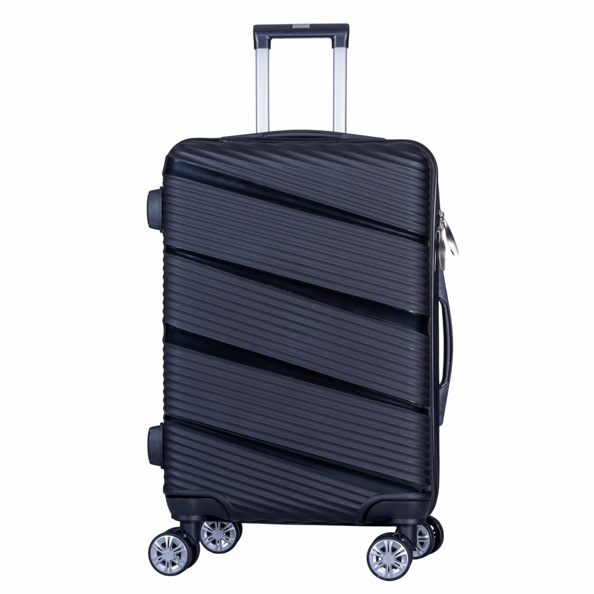 Troler voiaj Mare, Naimeed D6006, 4 roti duble 360 grade, PP, inchidere cifru, Negru, 46x25x64cm