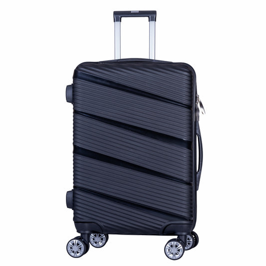 Troler voiaj Mare, Naimeed D6006, 4 roti duble 360 grade, PP, inchidere cifru, Negru, 46x25x64cm