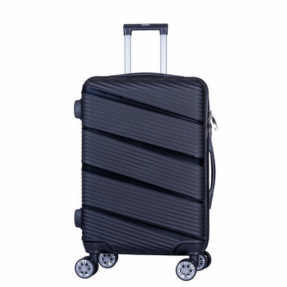 Troler voiaj Mediu, Naimeed D6006, 4 roti duble 360 grade, PP, inchidere cifru, Negru, 39x22.5x54cm
