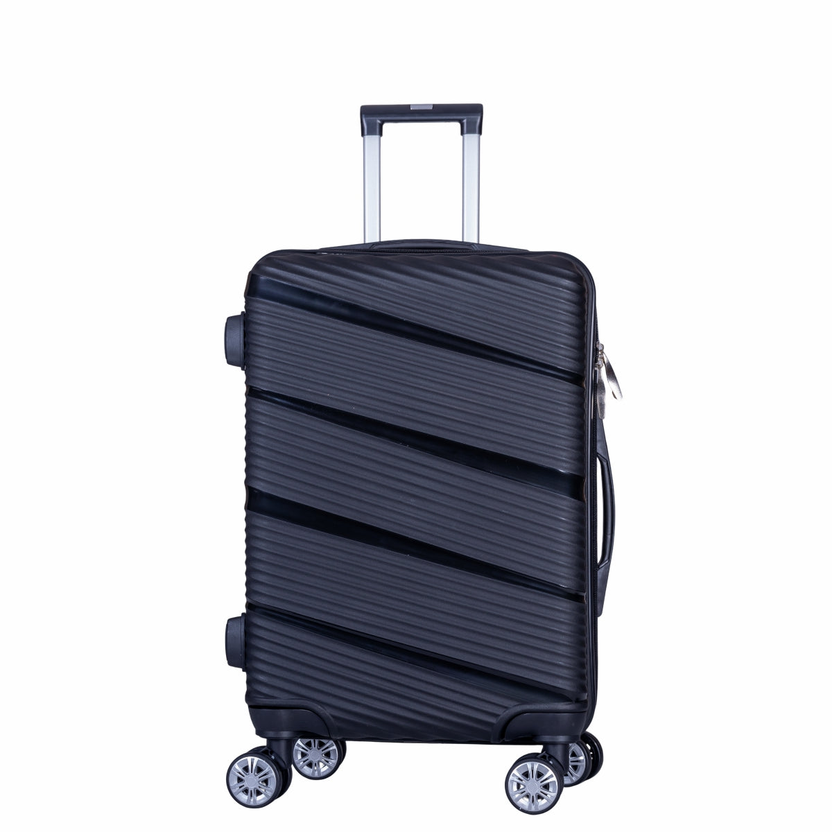 Troler voiaj Mic, Naimeed D6006, 4 roti duble 360 grade, PP, inchidere cifru, Negru, 33x20.5x45cm