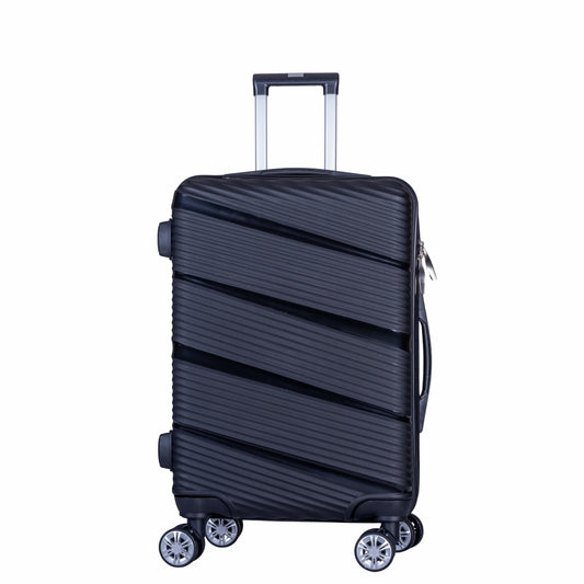 Troler voiaj Mic, Naimeed D6006, 4 roti duble 360 grade, PP, inchidere cifru, Negru, 33x20.5x45cm