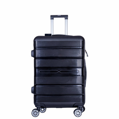 Troler voiaj Mic, Naimeed D6008, 4 roti duble 360 grade, PP, inchidere cifru, Negru, 36x21.5x50cm