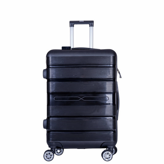 Troler voiaj Mic, Naimeed D6008, 4 roti duble 360 grade, PP, inchidere cifru, Negru, 36x21.5x50cm