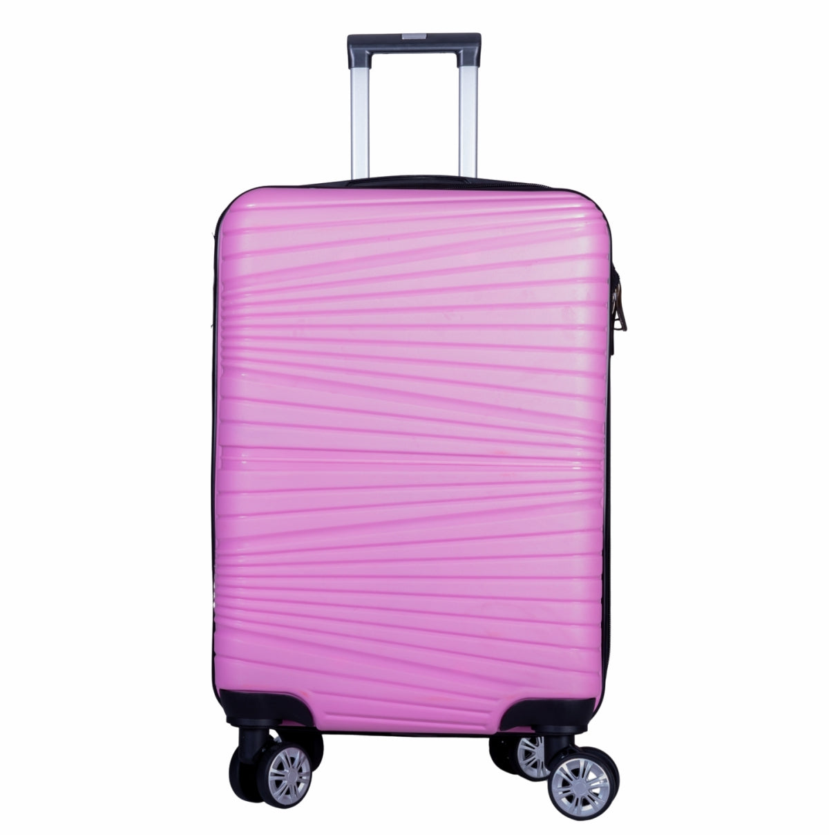 Troler voiaj Mare, Naimeed D6009, 4 roti duble 360 grade, PP, inchidere cifru, Roz, 45x24.5x69cm
