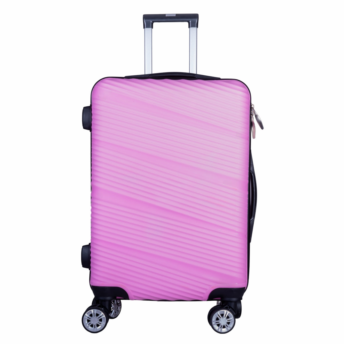 Troler voiaj Mare, Naimeed D6010, 4 roti duble 360 grade, PP, inchidere cifru, Roz, 46x25x64cm