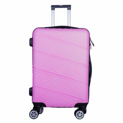 Troler voiaj Mare, Naimeed D6010, 4 roti duble 360 grade, PP, inchidere cifru, Roz, 46x25x64cm